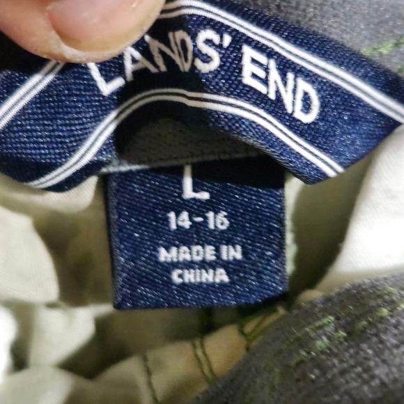 Lands' End Boys Cargo Shorts‎ Size L (14-16) Green White Leaf Print Drawstring - Picture 3 of 12